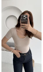 Oys U Yaka T-Shirt Taş