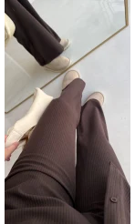 Paloma Fitilli Gömlek Pantolon Takım - Kahverengi - KOD:6033