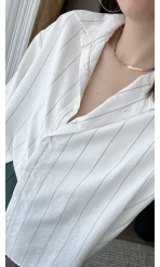 Pamuk Kahve Çizgili Gömlek