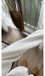 Pamuk Kumaş V Yaka Beyaz Kazak