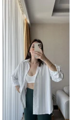 Pamuk Mavi Çizgili Gömlek