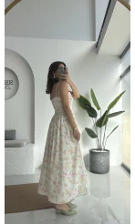 Paris Korse Detay Elbise - Beyaz - 00673