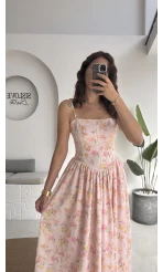 Paris Korse Detay Elbise - Pembe - 00673