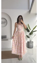 Paris Korse Detay Elbise - Pembe - 00673