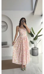 Paris Korse Detay Elbise - Pembe - 00673