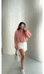 Pastel Çizgili Bomber Ceket - Kod: 4178
