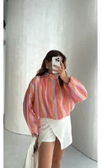 Pastel Çizgili Bomber Ceket - Kod: 4178