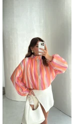 Pastel Çizgili Bomber Ceket - Kod: 4178