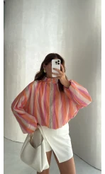 Pastel Çizgili Bomber Ceket - Kod: 4178