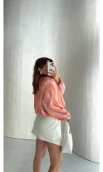 Pastel Çizgili Bomber Ceket - Kod: 4178