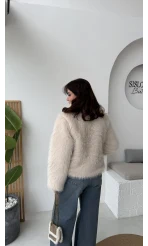 Paul Deri Detay Kürk Mont - Bej - Kod: 2709