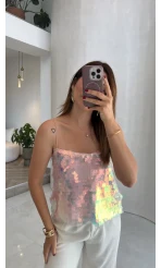 Payetli İp Askılı Bluz - Pembe - Kod: 071950