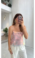 Payetli İp Askılı Bluz - Pembe - Kod: 071950
