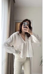 Payme Müslin Kumaş Bluz Beyaz 1003