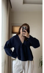 Payme Müslin Kumaş Bluz Lacivert 1003