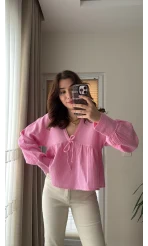 Payme Müslin Kumaş Bluz Pembe 1003