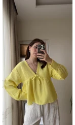 Payme Müslin Kumaş Bluz Sarı