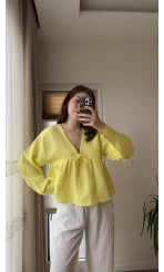 Payme Müslin Kumaş Bluz Sarı