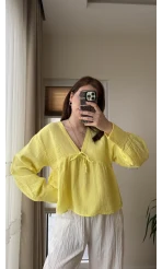 Payme Müslin Kumaş Bluz Sarı