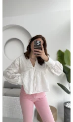 Payme Viskon Beyaz Bluz