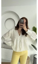 Payme Viskon Beyaz Bluz