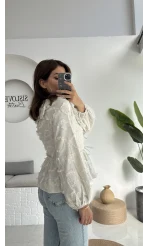 Pear Bebe Yaka Çizgili Bluz - Haki - 1035