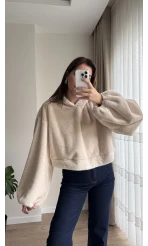 Peluş Kapüşonlu Sweat