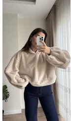 Peluş Kapüşonlu Sweat