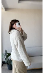 Peluş V Yaka Taş Kazak
