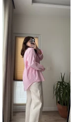 Pembe Çizgili Gömlek Ru