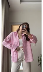 Pembe Çizgili Gömlek Ru