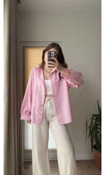 Pembe Çizgili Gömlek Ru