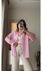 Pembe Çizgili Gömlek Ru