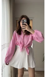 Pembe Kalpli Müslin Gömlek