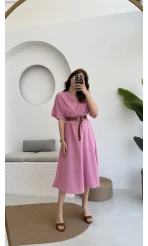 Pembe Kemerli Elbise