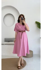 Pembe Kemerli Elbise