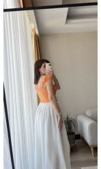 Penapella Turuncu Dantelli Crop