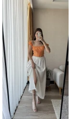 Penapella Turuncu Dantelli Crop