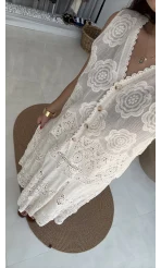 Pera Dantelli Yelek - Natural - 38402