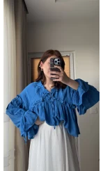 Peri Magic Serisi Özel Tasarım Bluz Saks Mavisi