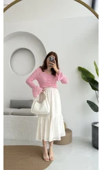 Piana Lastikli Etek Kırık Beyaz