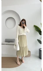 Piana Lastikli Etek Haki