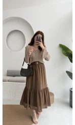 Piana Lastikli Etek Kahverengi