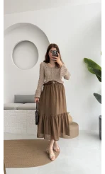 Piana Lastikli Etek Kahverengi
