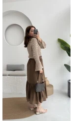 Piana Lastikli Etek Kahverengi