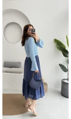 Piana Lastikli Etek Lacivert