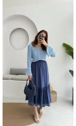 Piana Lastikli Etek Lacivert