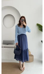 Piana Lastikli Etek Lacivert