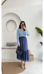 Piana Lastikli Etek Lacivert