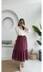 Piana Lastikli Etek Mürdüm